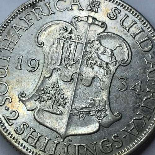 1934 SA Union 2 Shilling - EF (XF+)