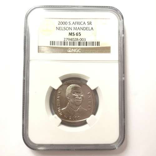 2000 RSA Mandela R5 graded MS 65 by NGC