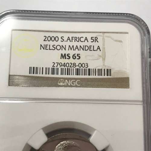 2000 RSA Mandela R5 graded MS 65 by NGC