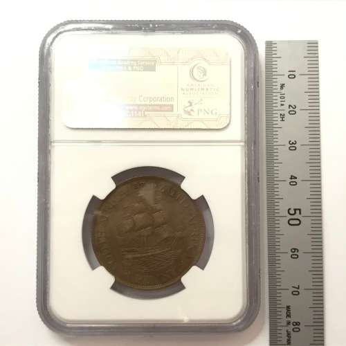 1930 SA Union one penny graded AU 58 BN by NGC