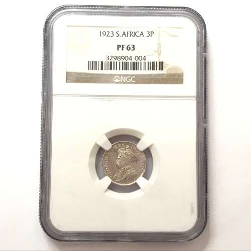 1923 SA Union 3 pence graded PF 63 by NGC
