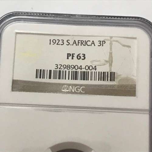 1923 SA Union 3 pence graded PF 63 by NGC