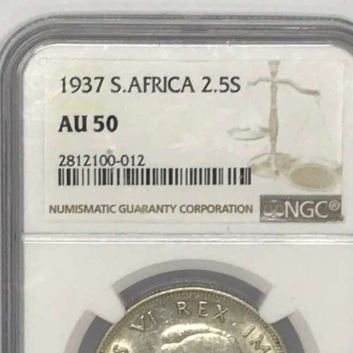 1937 SA Union Half Crown graded AU 50 by NGC