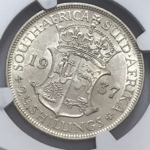 1937 SA Union Half Crown graded AU 50 by NGC