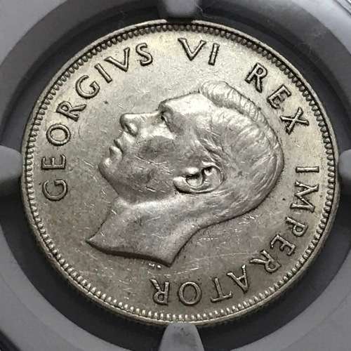 1937 SA Union Half Crown graded AU 50 by NGC