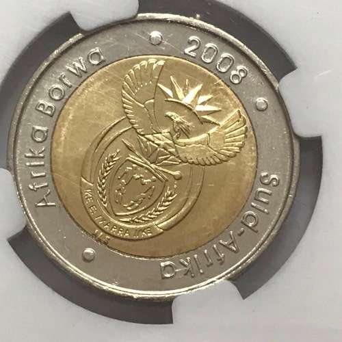 2008 Mandela 90th birthday R5 graded M5 65 by NGC