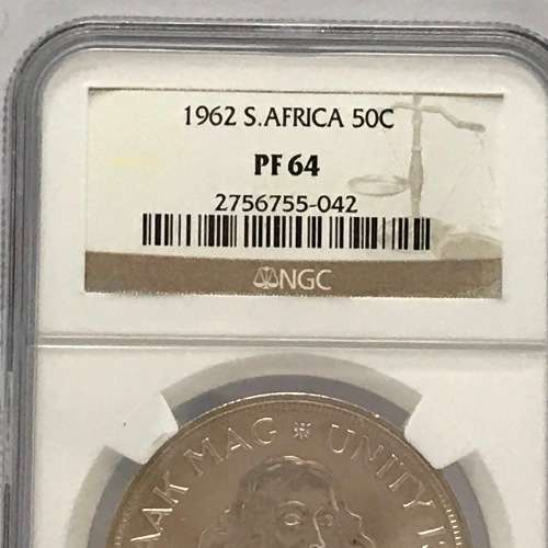 1962 RSA Scarce 50c graded proof 64 by NGC - Only 3844 minted