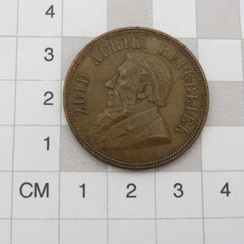 1894 ZAR Paul Kruger penny 1d - Gash on cheek