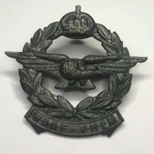 SA Air Force Blackened Brass Cap Badge - In very good condition