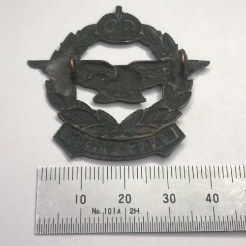 SA Air Force Blackened Brass Cap Badge - In very good condition