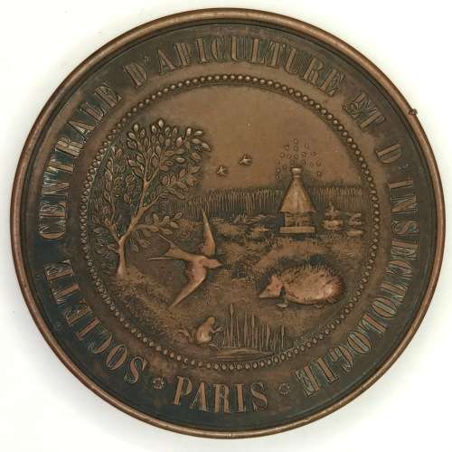 Society for Agriculture and Insectology large copper medallion - stamped Quivre - Paris - 50 mm
