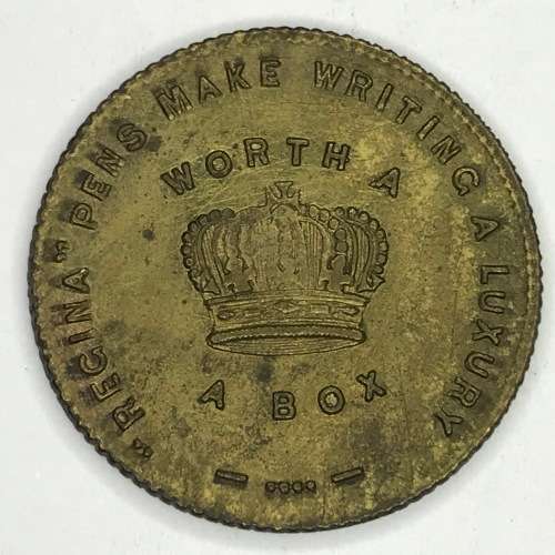 Advertising token Mary Queen of Pens! - `Regina pens`