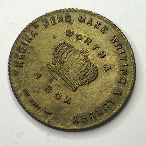 Advertising token Mary Queen of Pens! - `Regina pens`