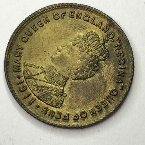 Advertising token Mary Queen of Pens! - `Regina pens`