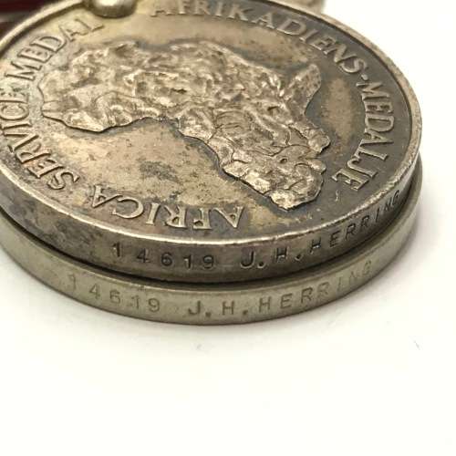 Boerwar Queens medal to 622 Pte JH Herring of the Uitenhage Town Guard  and WW2 medals to Herring