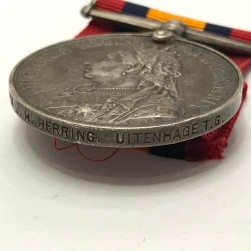 Boerwar Queens medal to 622 Pte JH Herring of the Uitenhage Town Guard  and WW2 medals to Herring