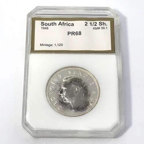 1948 SA Union 2 1/2 Shillings Half Crown graded RR68 by PCI - only 1120 minted