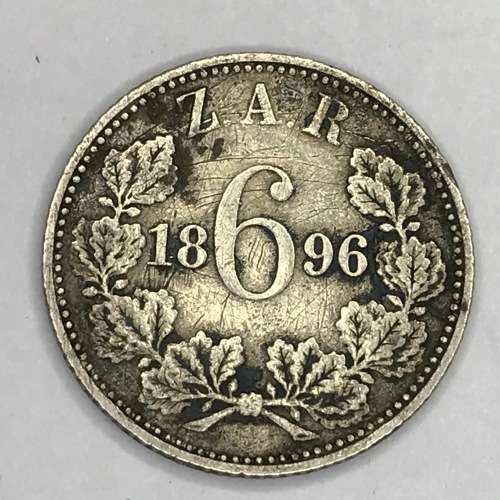 1896 and 1897 ZAR Kruger Sixpence - well used