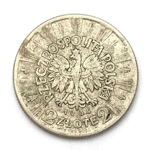 1934 Poland Silver 2 Zlote - VF