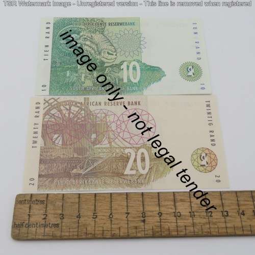RSA Mboweni 1st issue R10 and R20 banknotes - UNC but slightly impaired