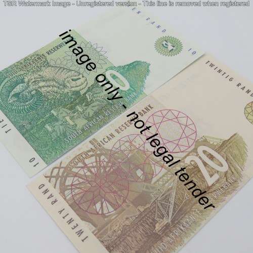 RSA Mboweni 1st issue R10 and R20 banknotes - UNC but slightly impaired