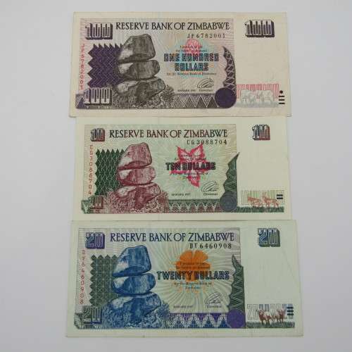 Lot of 10 Zimbabwe bank notes - all different