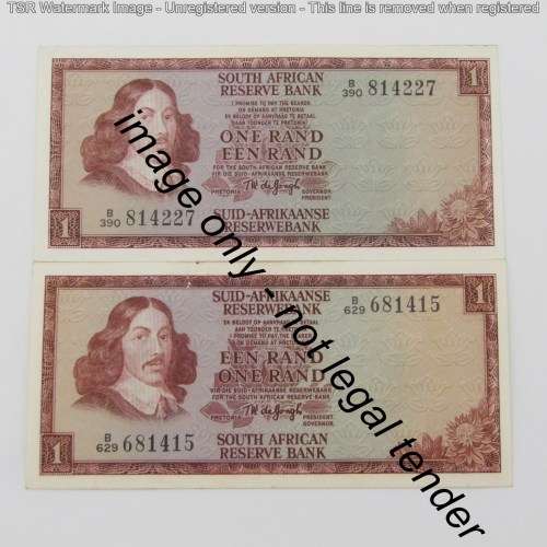 Lot of TW de Jongh R1 bank notes 2 with consecutive numbers