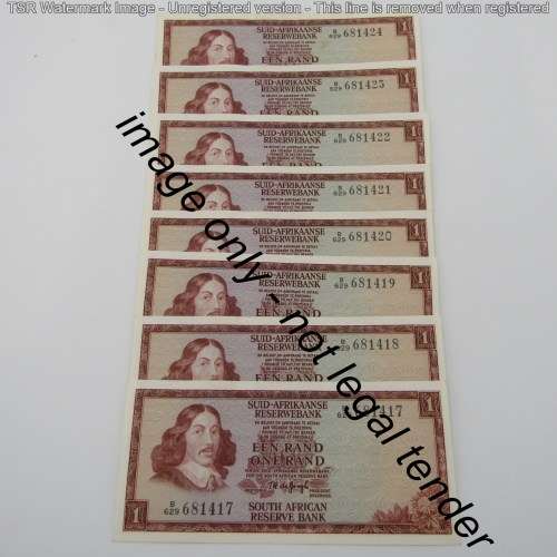 Lot of 8 TW de Jongh R1 bank notes with consecutive numbers