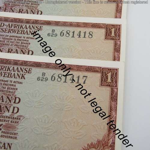 Lot of 8 TW de Jongh R1 bank notes with consecutive numbers