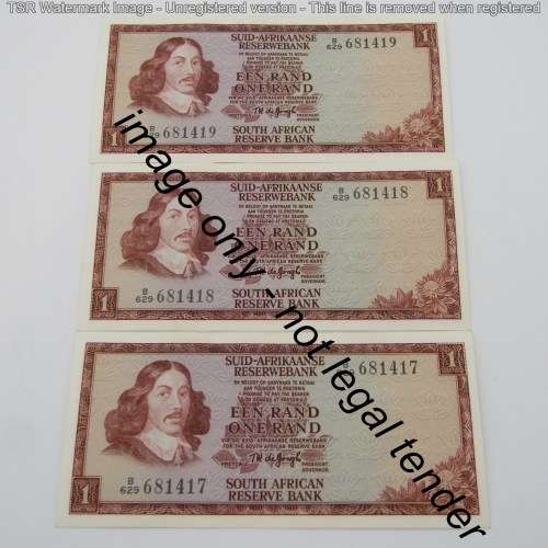 Lot of 8 TW de Jongh R1 bank notes with consecutive numbers