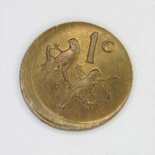 1989 South Africa Error One Cent coin - misstruck