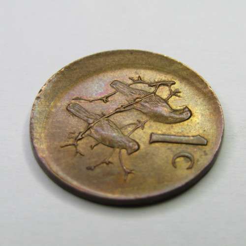 1989 South Africa Error One Cent coin - misstruck
