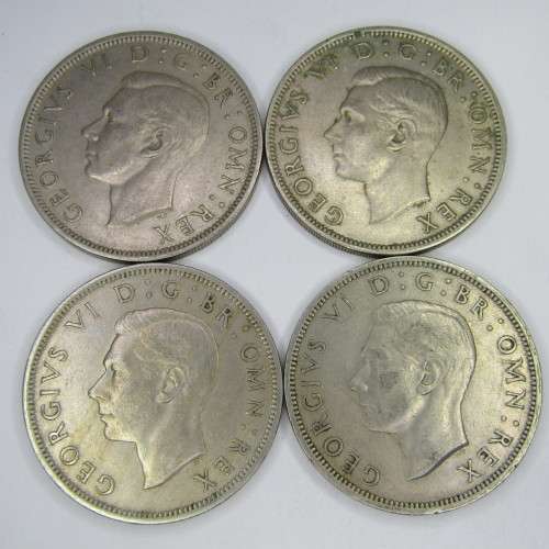 Lot of 4 British half crowns - 1947, 1948, 1949 and 1950 - use as fillers for SA coins