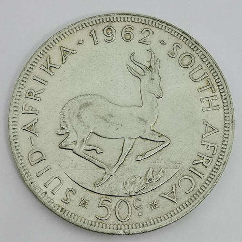 South Africa 1962 silver 50 cent AU
