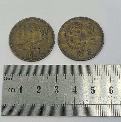 Osborne, Garret and Co barber checks - Tokens - 6d and 10d