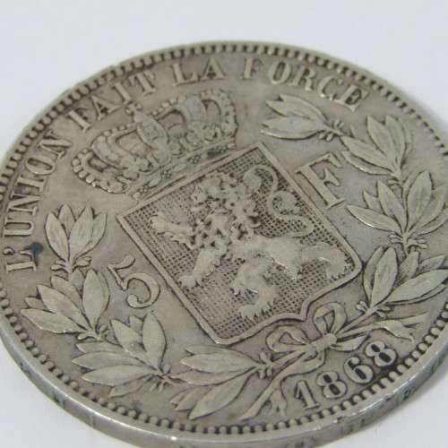 1868 Belgium 5 Francs