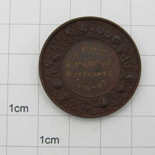 National Amateur Gardener Association medallion issued to R. Marcus for Pot Plants in 1907