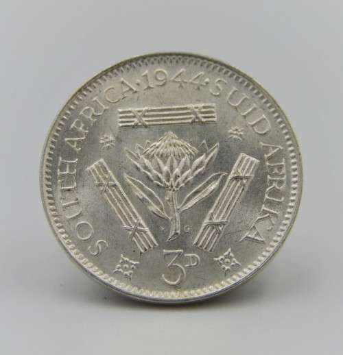 South Africa 1944 tickey 3d uncirculated