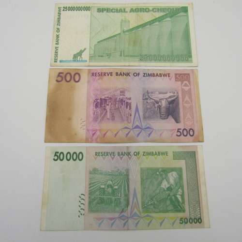 Lot of 15 Zimbabwe banknotes sold as one lot