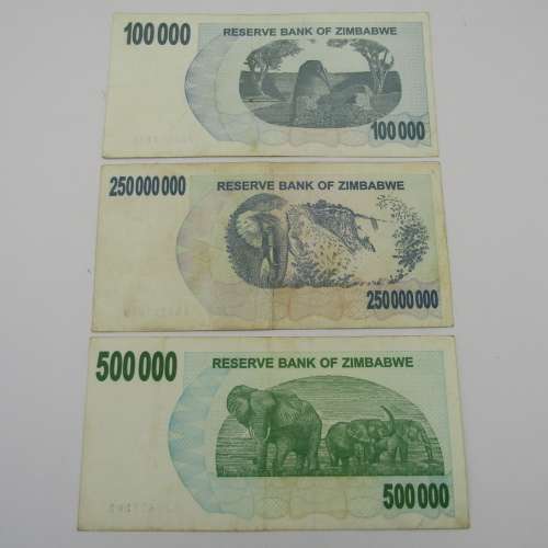 Lot of 15 Zimbabwe banknotes sold as one lot