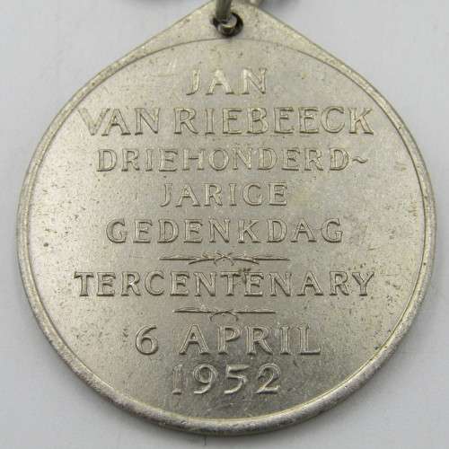 Pair of Van Riebeeck 1952 300 Years medallions in different metals