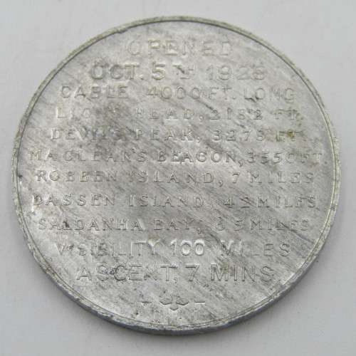 Pair of medallions 1929 for the opening of Table Mountain Cableway in different metals