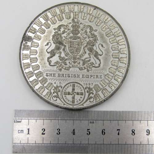 British Empire 1897 white metal medallion - large excellent condition - Weighs 132,8 grams