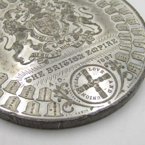 British Empire 1897 white metal medallion - large excellent condition - Weighs 132,8 grams