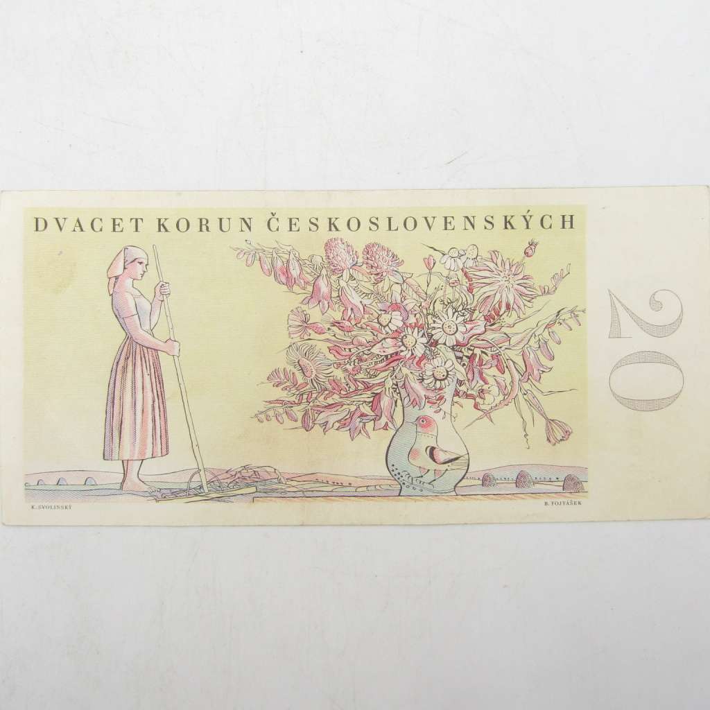 Czwchosovakia 1949 banknote 20 Korun - middle fold