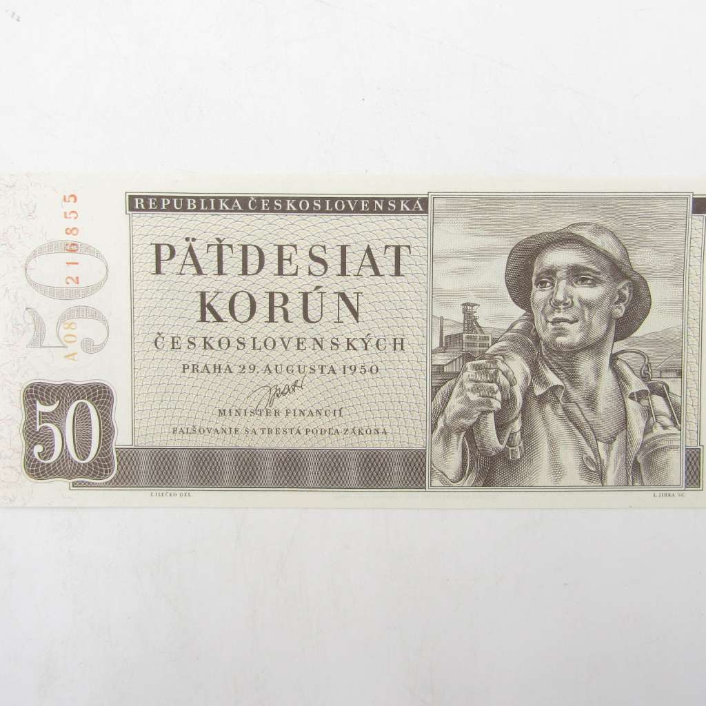 Ceskoslovenska 1950 banknote 50 Korun UNC