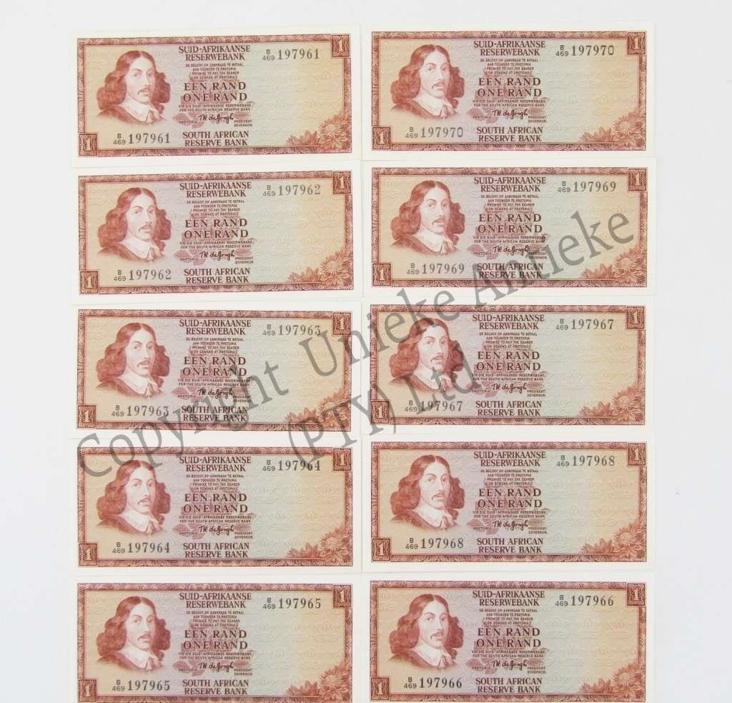 Lot of 10 TW de Jongh R1 banknotes - 1975 Third issue