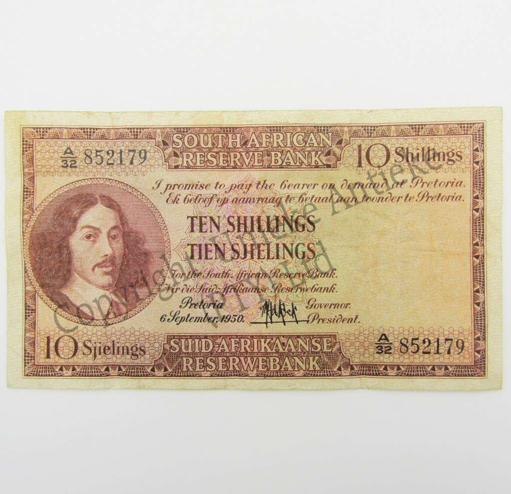 MH de Kock Ten Shillings 1950 E/A A32 VF