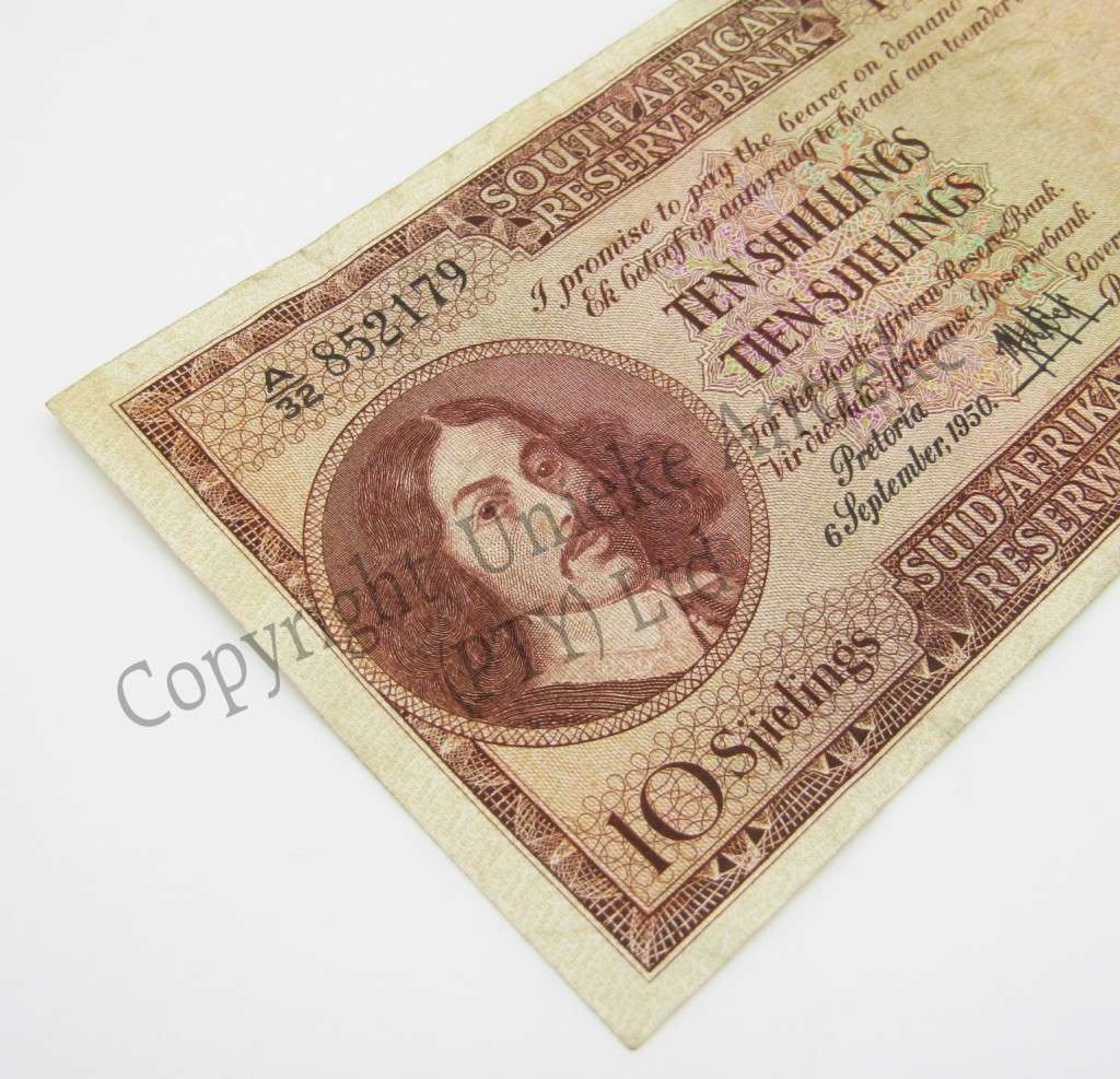 MH de Kock Ten Shillings 1950 E/A A32 VF