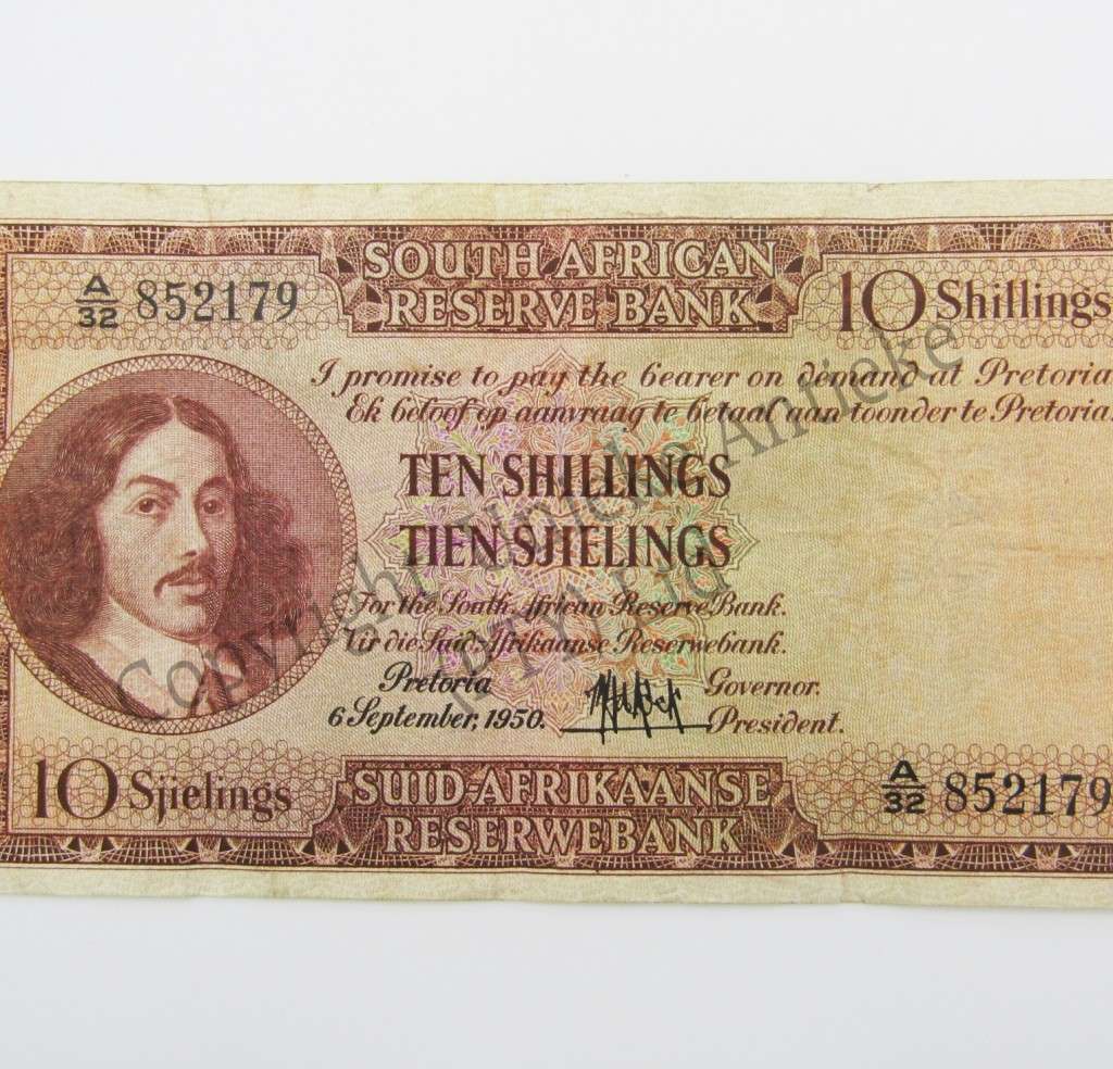 MH de Kock Ten Shillings 1950 E/A A32 VF